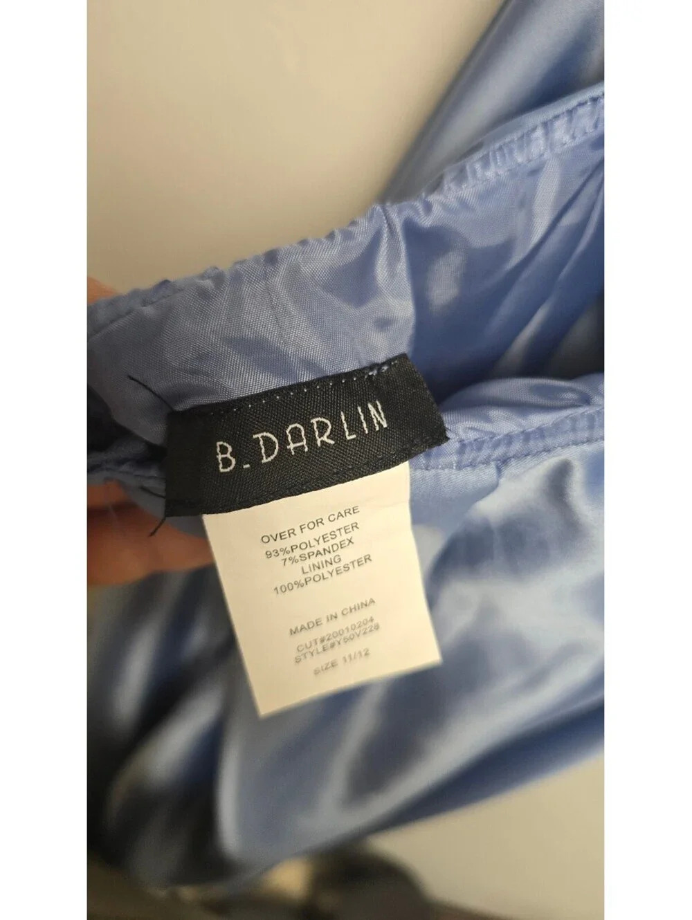 B.Darlin Blue Satin Maxi Formal Dress Size 11/12 Prom Evening Gown